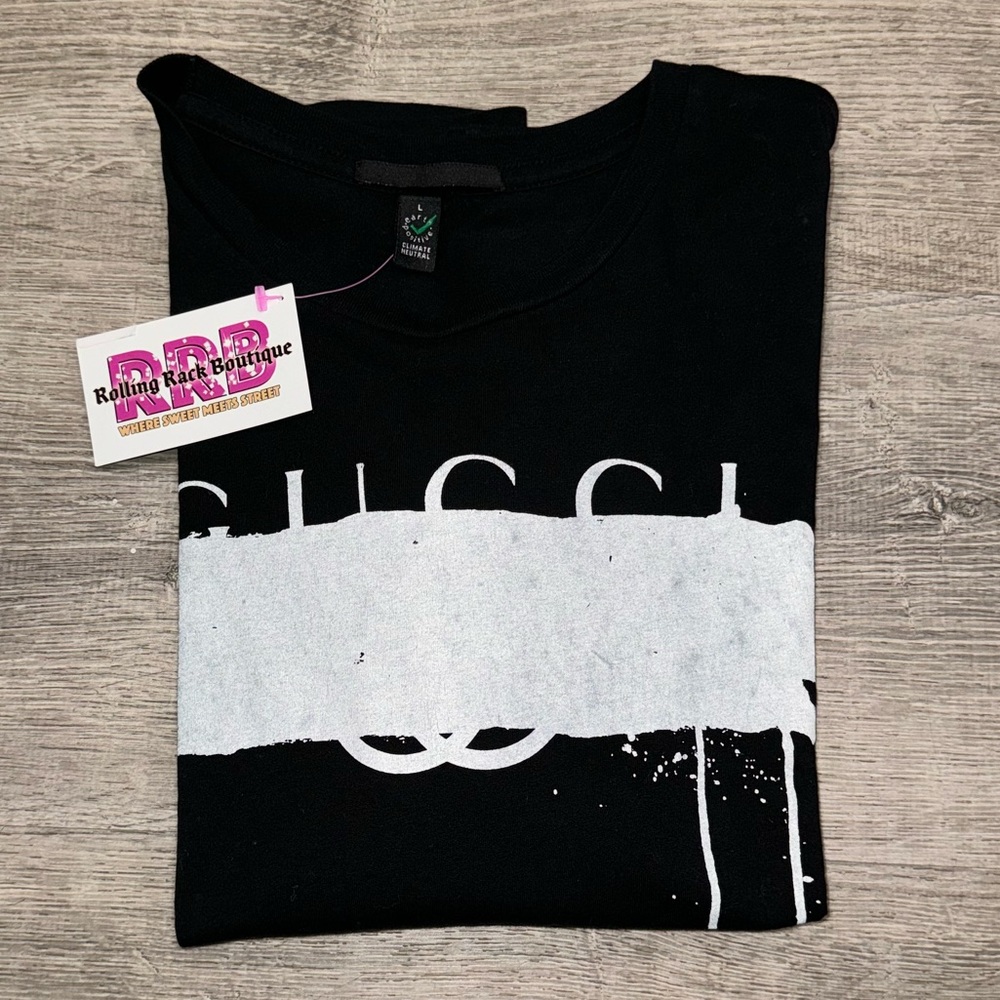 NWT GUCCI CROSSOUT BLACK LOGO TEE SHIRT L URBAN OUTFITTERS KITH - Picture 5 of 5